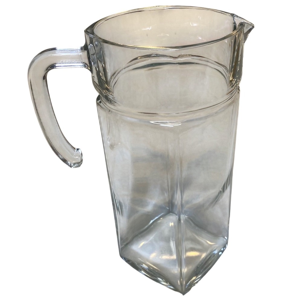 Vintage‎ Luminarc Octime 1.6L Glass Pitcher France Octagonal Refrigerator Jug